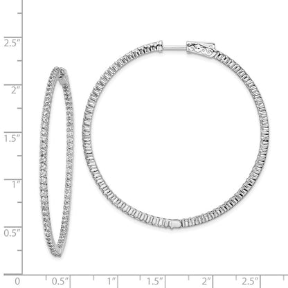 Sterling Silver Shimmer Rhodium-Plated 150 Stone 1.7mm Cz In And Out Round Hinged Hoop Earrings