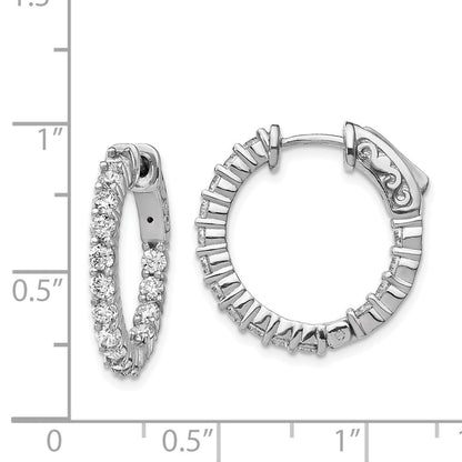 Sterling Silver Shimmer Rhodium-Plated 30 Stone 2.3mm Cz In And Out Round Hinged Hoop Earrings