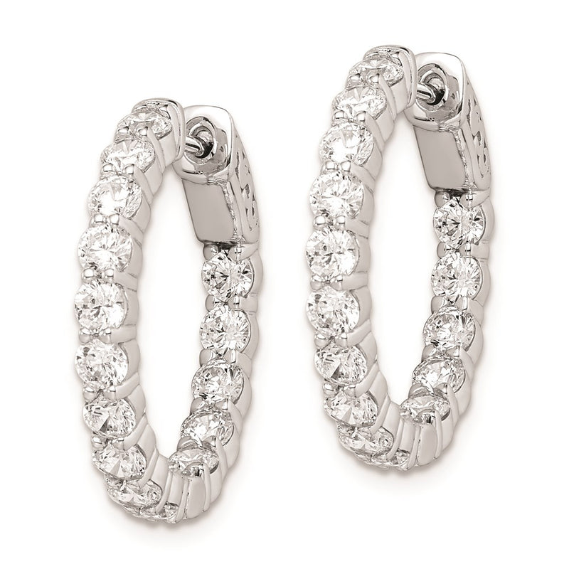 Sterling Silver Shimmer Rhodium-Plated 30 Stone 3mm Cz In And Out Round Hinged Hoop Earrings