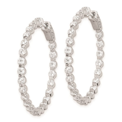 Sterling Silver Shimmer Rhodium-Plated 46 Stone 2.75mm Cz In And Out Round Hinged Hoop Earrings