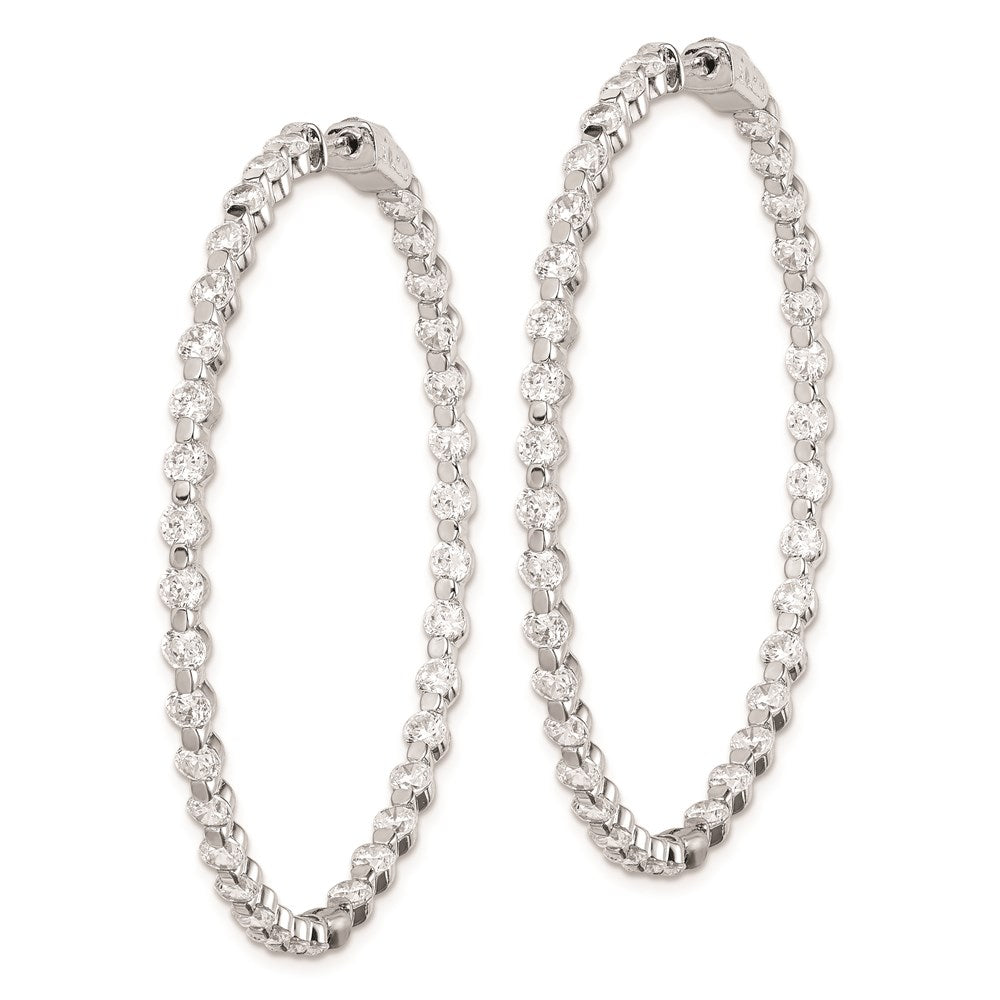 Sterling Silver Shimmer Rhodium-Plated 78 Stone 2.75mm Cz In And Out Round Hinged Hoop Earrings