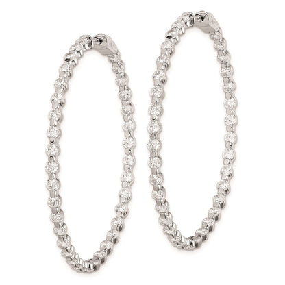 Sterling Silver Shimmer Rhodium-Plated 78 Stone 2.75mm Cz In And Out Round Hinged Hoop Earrings