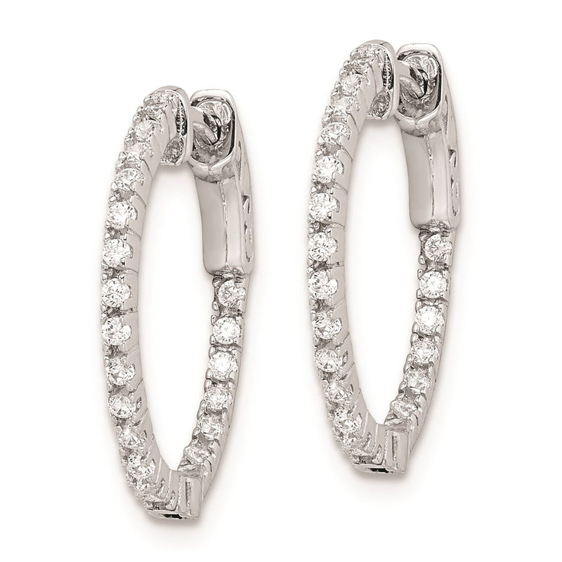 Sterling Silver Shimmer Rhodium-Plated 42 Stone 1.3mm Cz In And Out Round Hinged Hoop Earrings