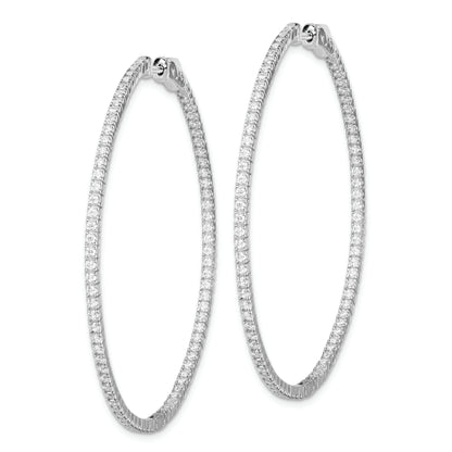 Sterling Silver Shimmer Rhodium-Plated 162 Stone 1.2mm Cz In And Out Round Hinged Hoop Earrings