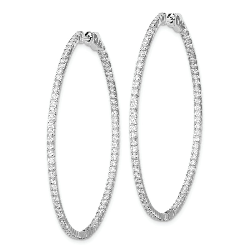 Sterling Silver Shimmer Rhodium-Plated 162 Stone 1.2mm Cz In And Out Round Hinged Hoop Earrings