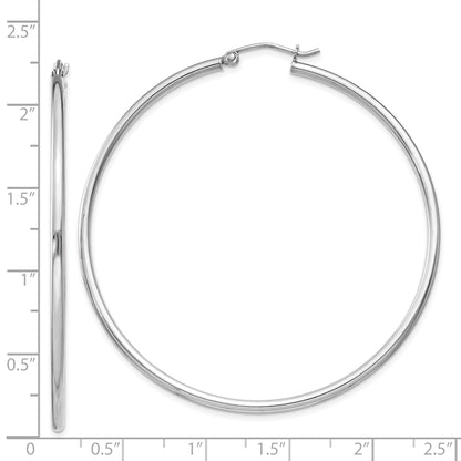 Sterling Silver Rhodium-Plated 2mm Round Hoop Earrings