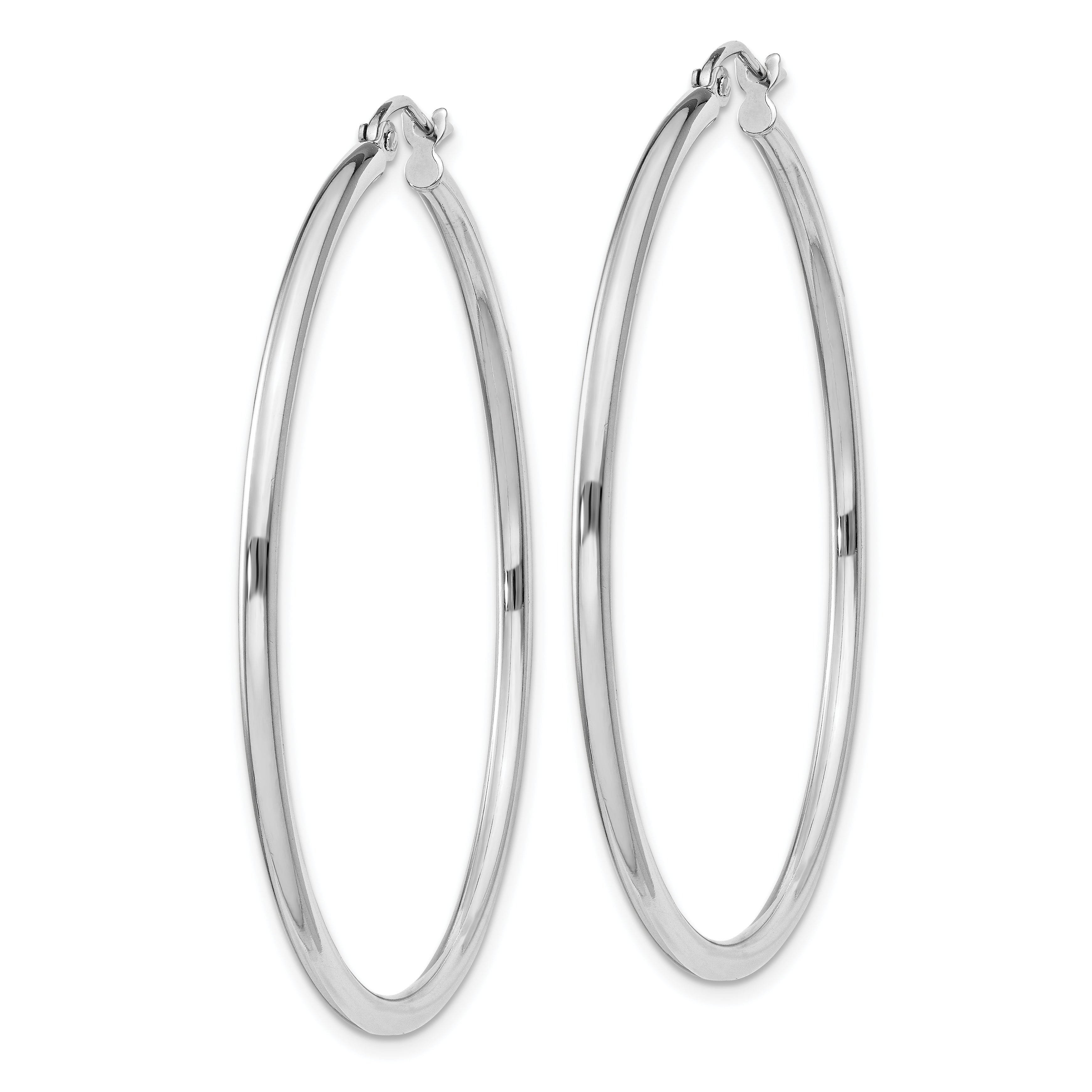 Sterling Silver Rhodium-Plated 2mm Round Hoop Earrings