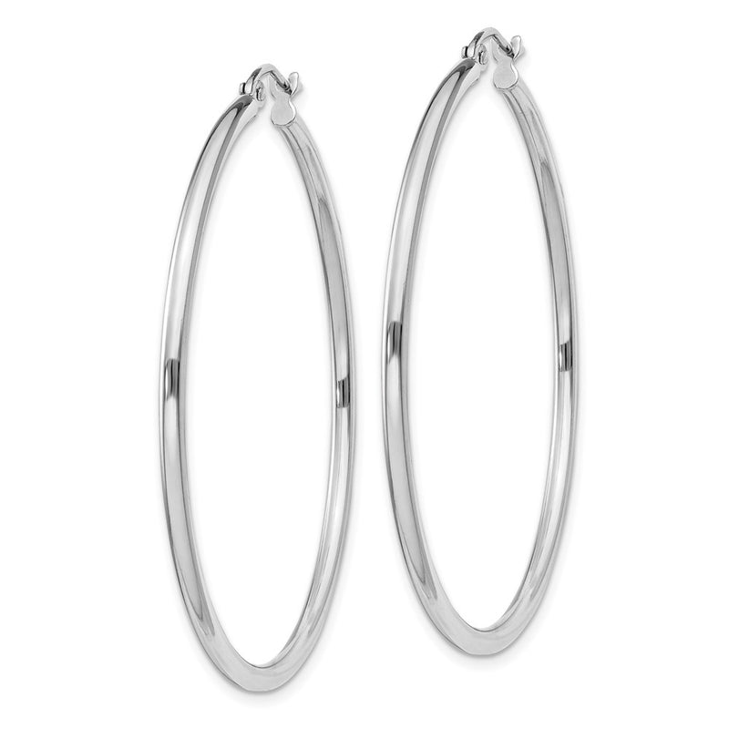 Sterling Silver Rhodium-Plated 2mm Round Hoop Earrings