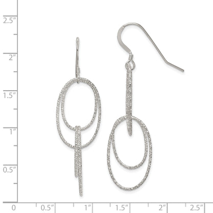 Sterling Silver Textured Multi Intertwined Ovals Dangle Earrings