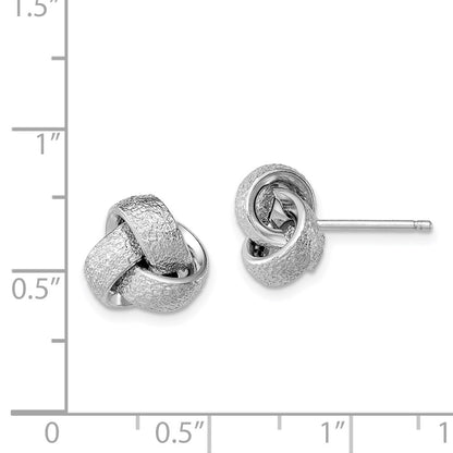 Sterling Silver Rhodium-Plated Polished / Satin Knot Earrings