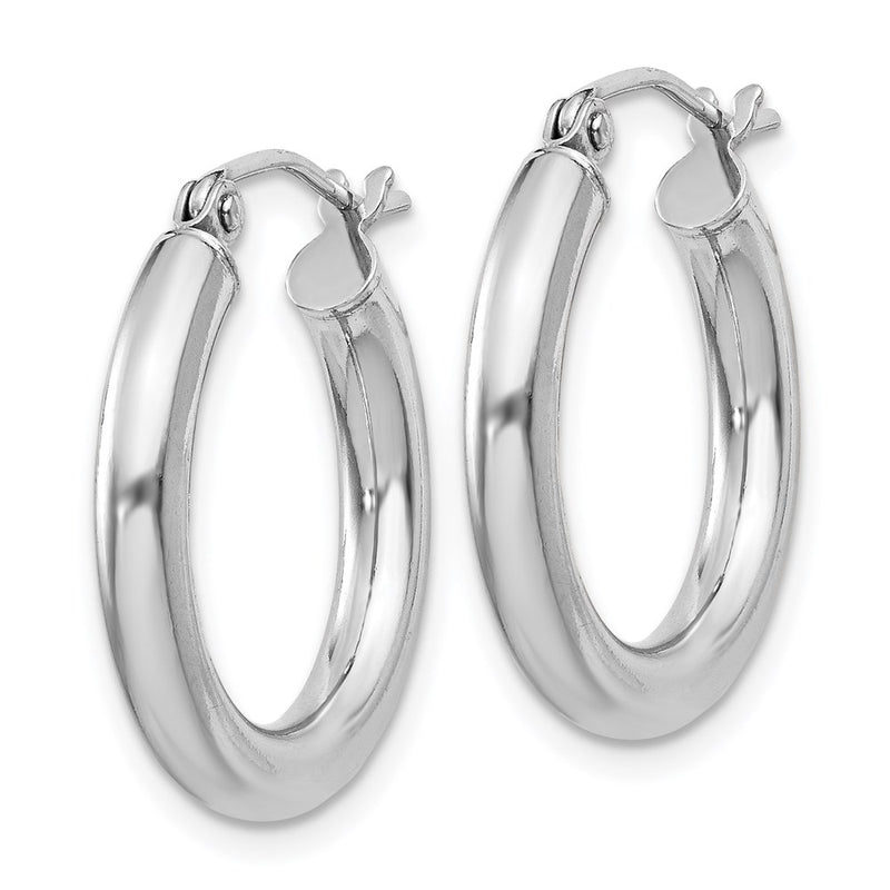 Sterling Silver Rhodium-Plated 3mm Round Hoop Earrings