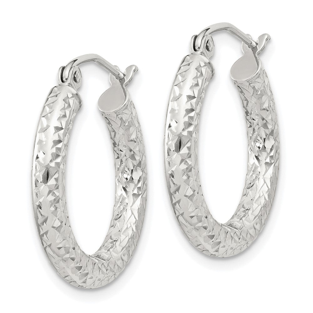Sterling Silver D/c 3x20mm Hoop Earrings