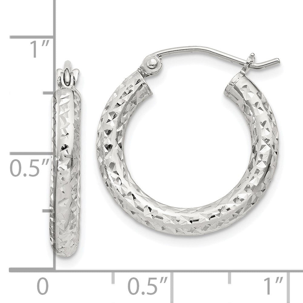 Sterling Silver D/c 3x20mm Hoop Earrings