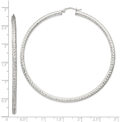 Sterling Silver D/c 3x70mm Hoop Earrings
