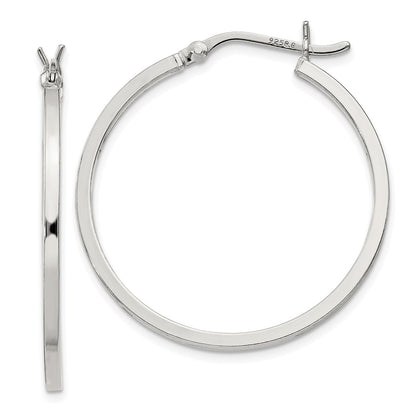 Sterling Silver 1.5x30mm Hoop Earrings