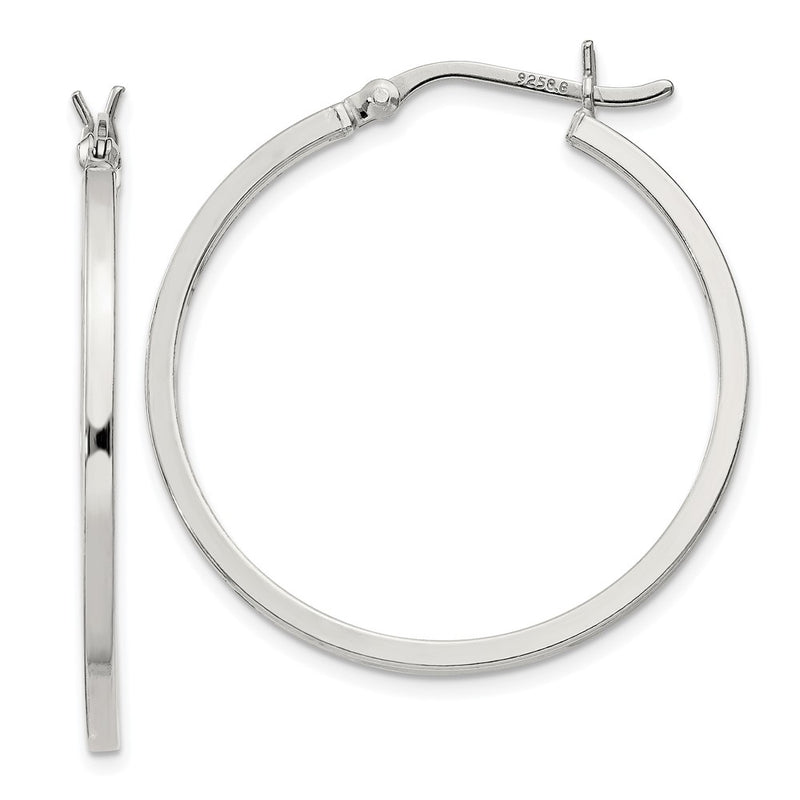 Sterling Silver 1.5x30mm Hoop Earrings