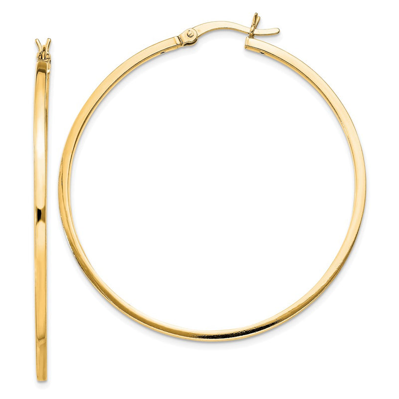 Sterling Silver Flash Gold-Plated 1.5x45mm Hoop Earrings