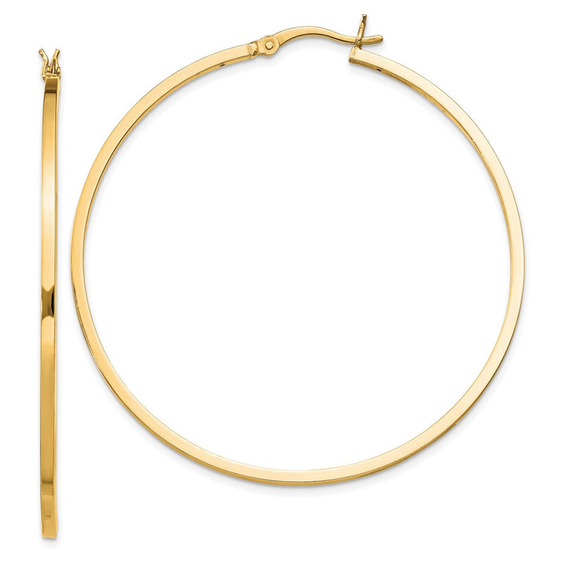 Sterling Silver Flash Gold-Plated 1.5x50mm Hoop Earrings