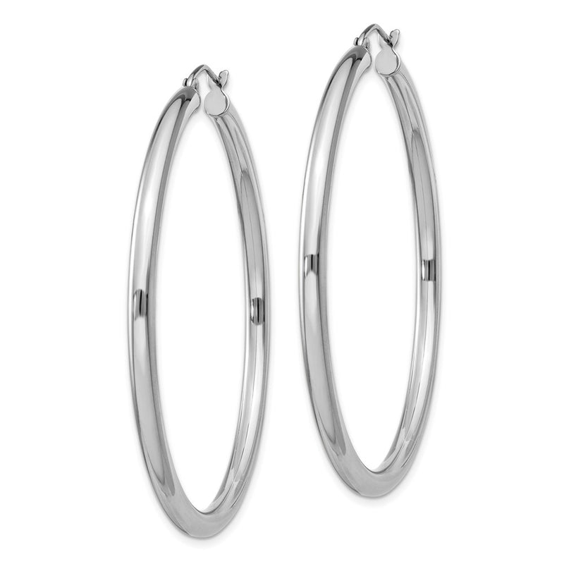 Sterling Silver Rhodium-Plated 3mm Round Hoop Earrings