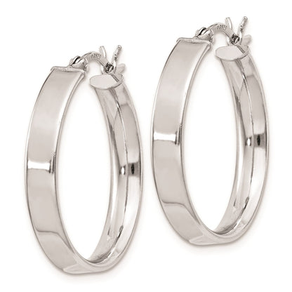 Sterling Silver Rhodium Plated 4.25X25Hoop Earrings