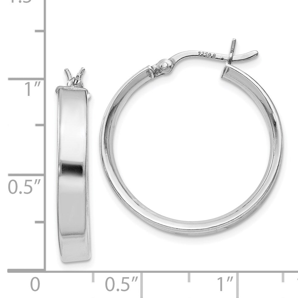 Sterling Silver Rhodium Plated 4.25X25Hoop Earrings