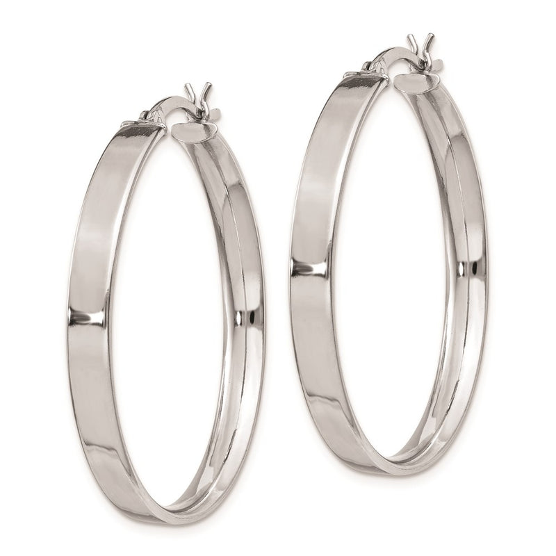 Sterling Silver Rhodium Plated 4.25X35 Hoop Earrings