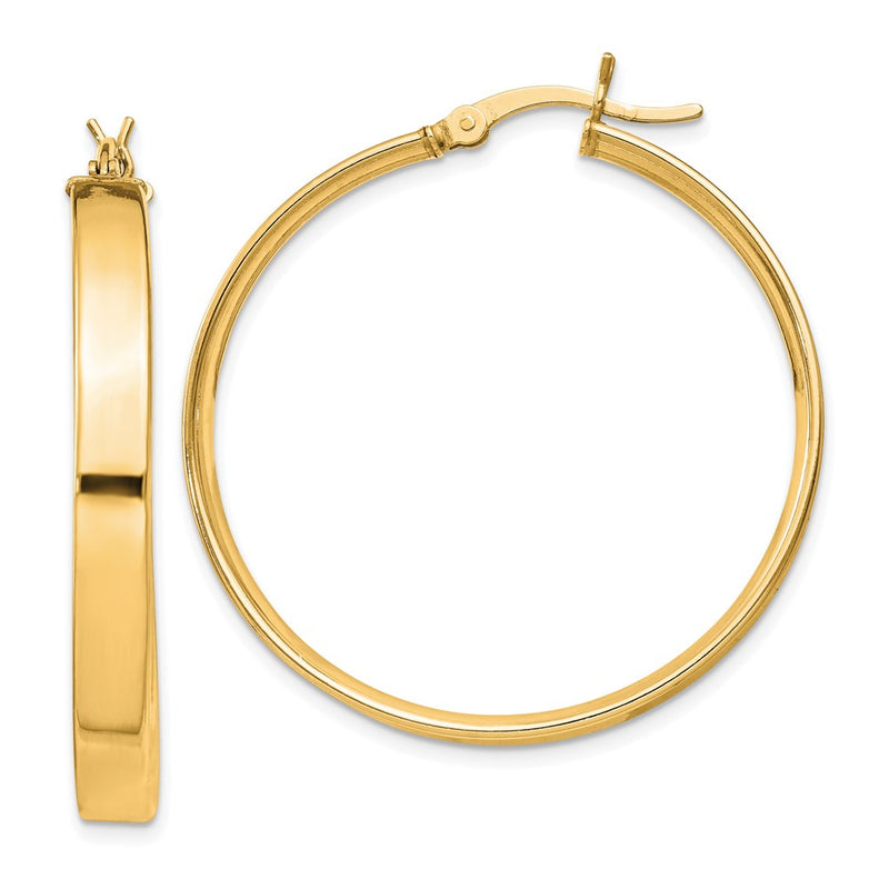 Sterling Silver Flash Gold-Plated 4.25x35mm Hoop Earrings