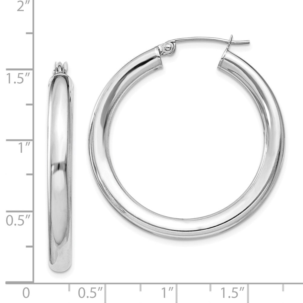 Sterling Silver Rhodium-Plated 4mm Round Hoop Earrings