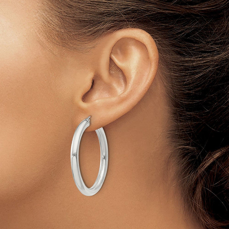 Sterling Silver 4mm Round Hoop Earrings
