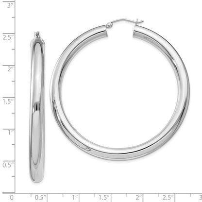 Sterling Silver Rhodium-Plated 5mm Round Hoop Earrings