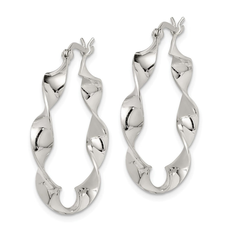 Sterling Silver Twisted 4X30mm Hoop Earrings