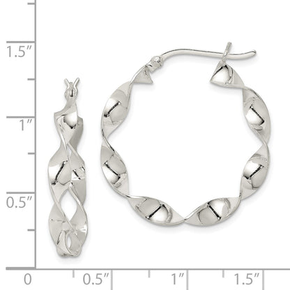 Sterling Silver Twisted 4X30mm Hoop Earrings
