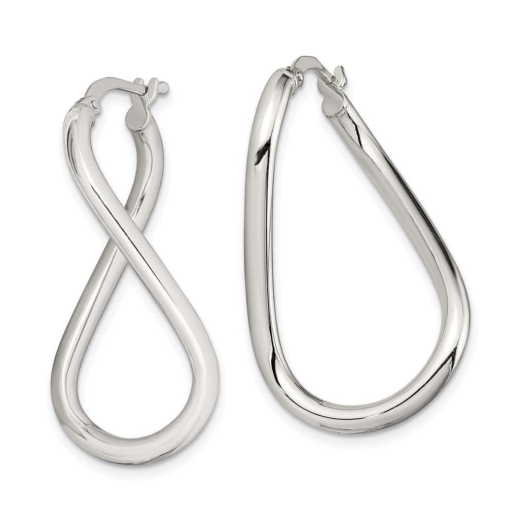 Sterling Silver Rhodium-Plated Polished Twisted Oval Hoop Earrings
