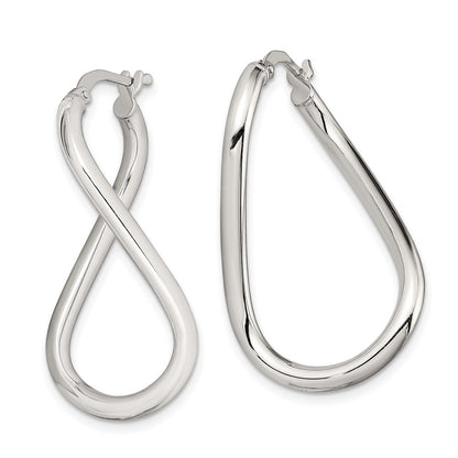 Sterling Silver Rhodium-Plated Polished Twisted Oval Hoop Earrings