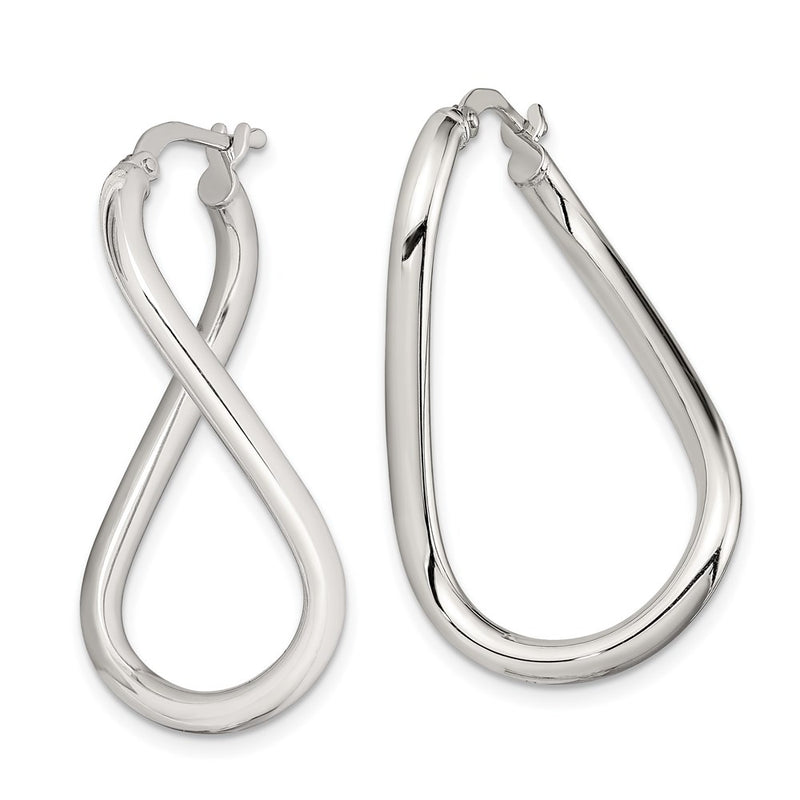 Sterling Silver Rhodium-Plated Polished Twisted Oval Hoop Earrings