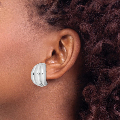 Sterling Silver Polished Rhodium Plated Hollow Post Earrings