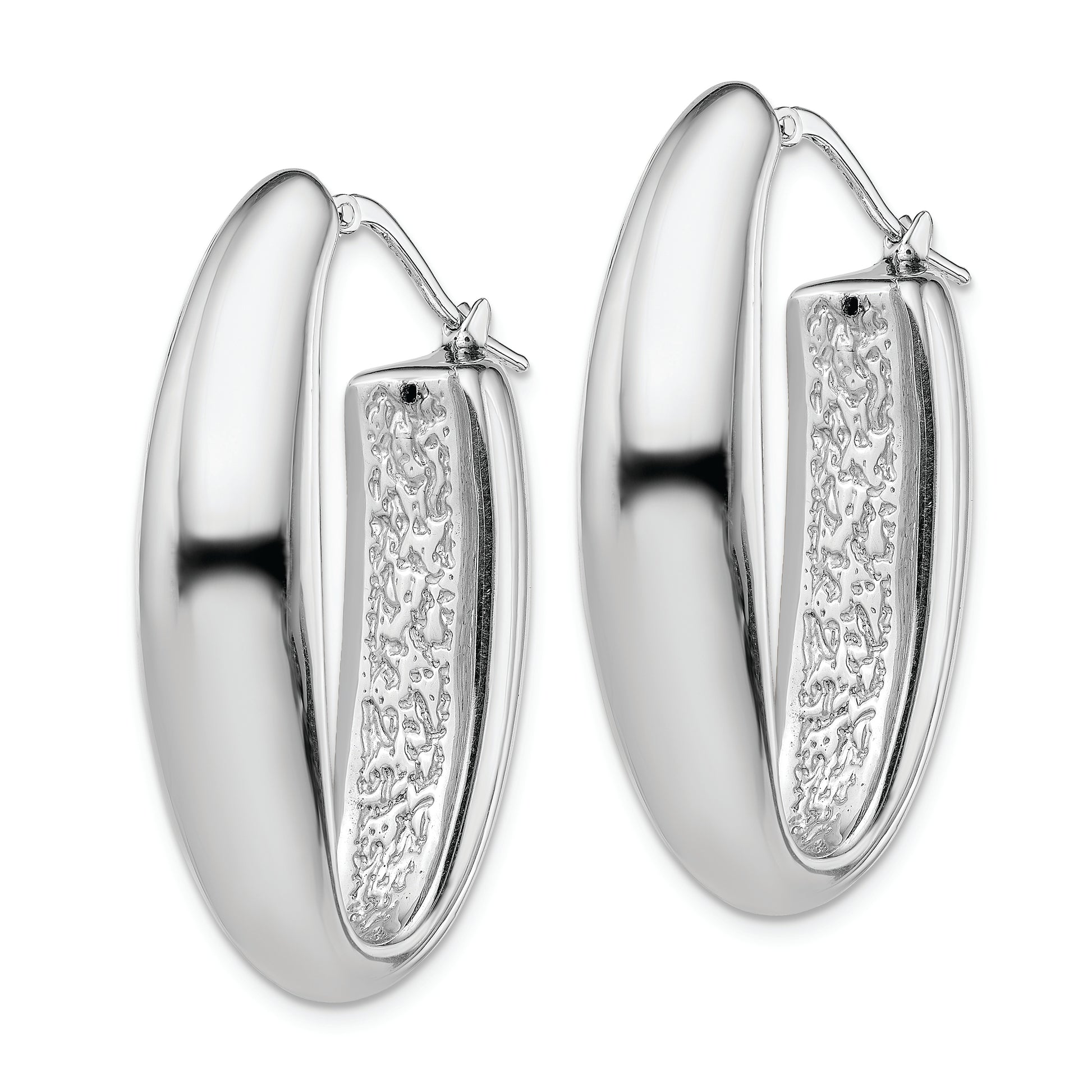 Sterling Silver Rhod-Plated Polished Hollow 11mm Oval Hoop Earrings