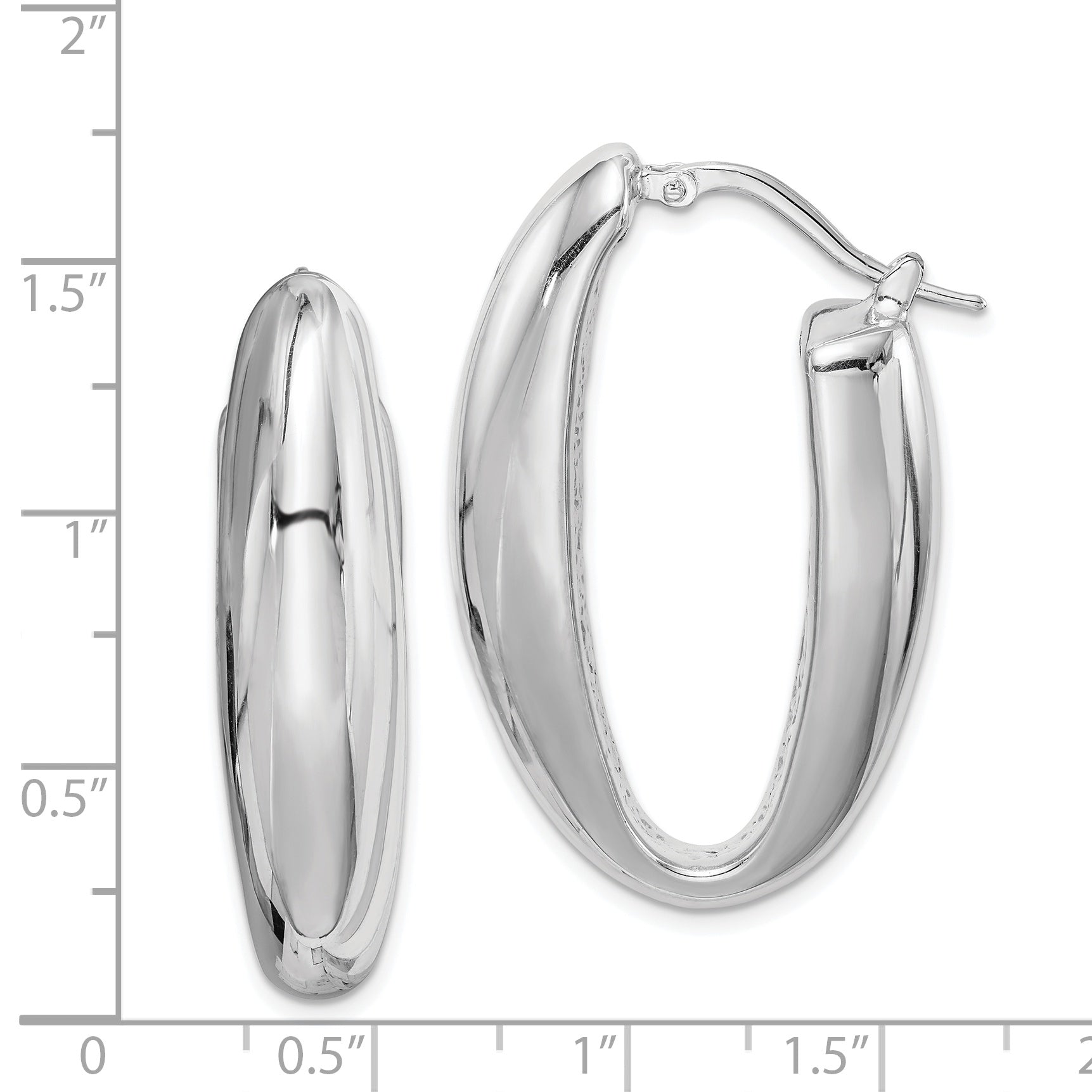 Sterling Silver Rhod-Plated Polished Hollow 11mm Oval Hoop Earrings