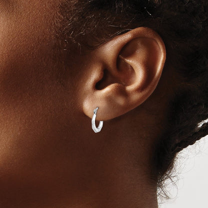Sterling Silver Rhodium-Plated Patterned Hollow Hoop Earrings
