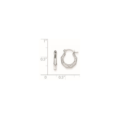 Sterling Silver Rhodium-Plated Patterned Hollow Hoop Earrings