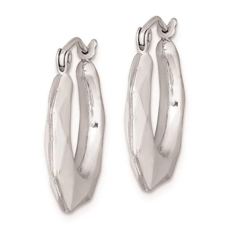 Sterling Silver Rhodium-Plated Polished Hollow Hoop Earrings
