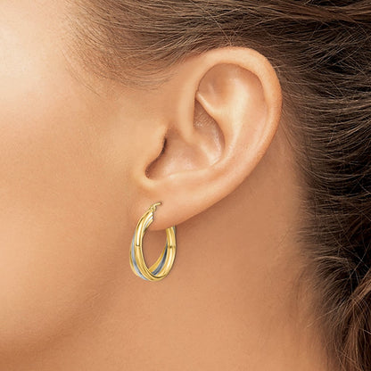 Sterling Silver Rhodium-Plated Vermeil Triple Hoop Earrings