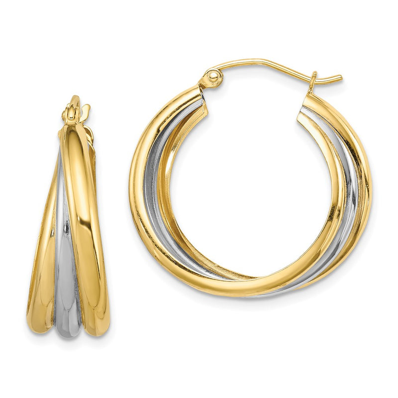 Sterling Silver Rhodium-Plated Vermeil Triple Hoop Earrings