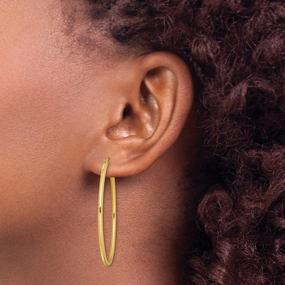 Sterling Silver Gold-Plated Oval 2mm Hollow Hoop Earrings