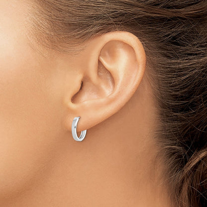 Sterling Silver Rhodium Polished Hinged Hoop Earrings
