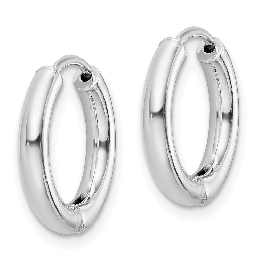 Sterling Silver Rhodium-Plated Polished Hollow Hinged Hoop Earrings