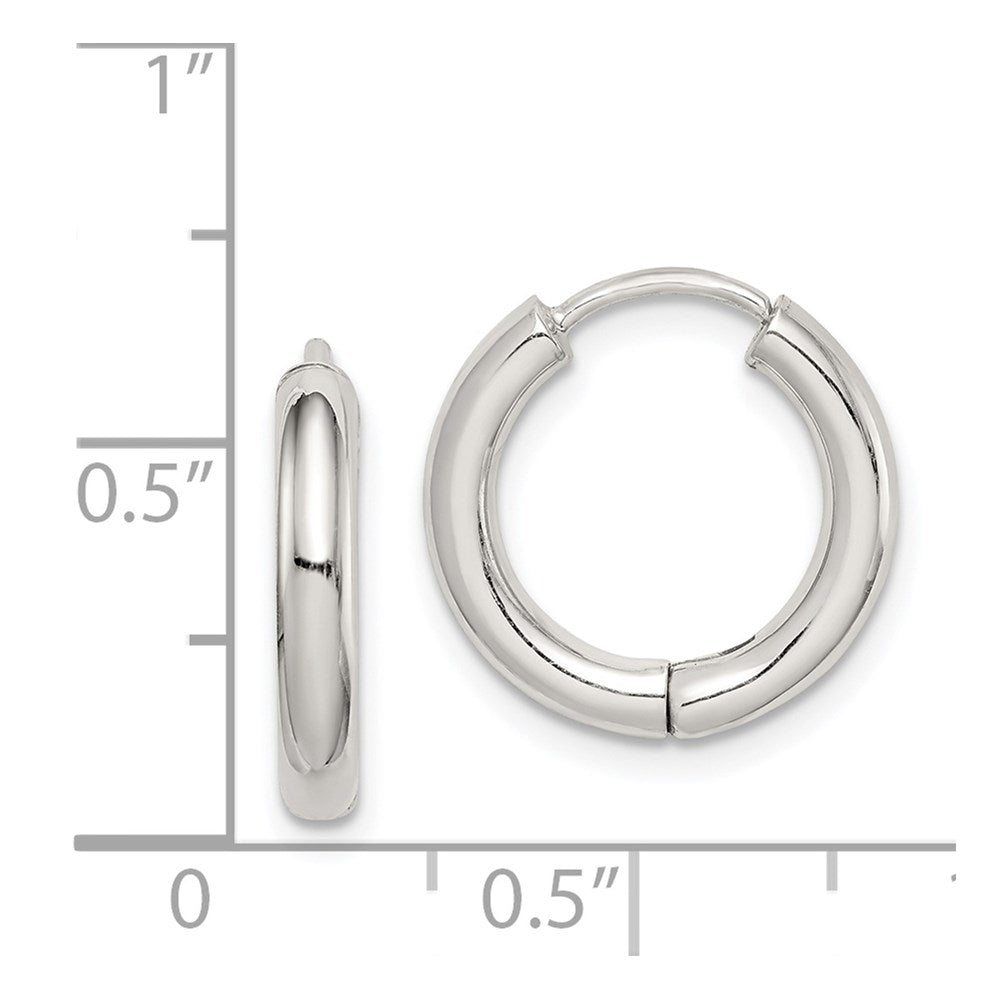 Sterling Silver Rhodium-Plated Polished Hollow Hinged Hoop Earrings