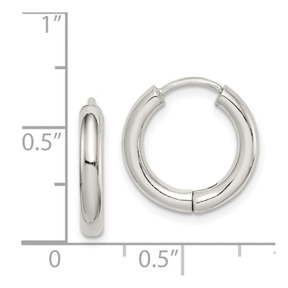 Sterling Silver Rhodium-Plated Polished Hollow Hinged Hoop Earrings