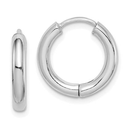 Sterling Silver Rhodium-Plated Polished Hollow Hinged Hoop Earrings