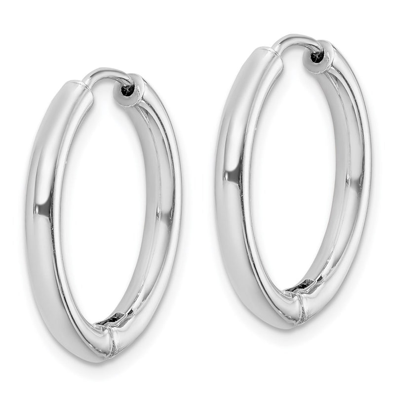 Sterling Silver Rhodium-Plated Polished Hollow Hinged Hoop Earrings